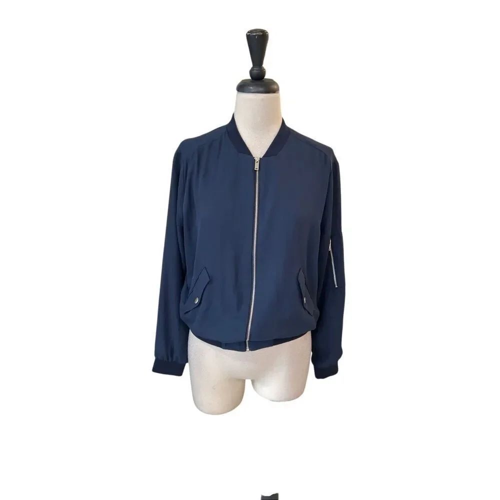 JL Jules & Leopold Women's Full Zip Lightweight Bomber Jacket Navy XS